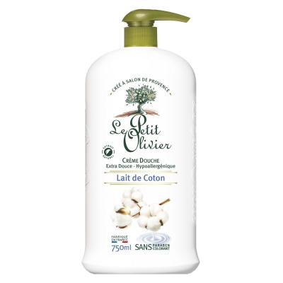 Gel de Duș Cremă LE PETIT OLIVIER cu Lapte de Bumbac, 750ml