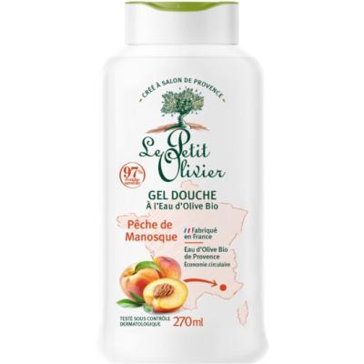 Gel de Duș Hidratant LE PETIT OLIVIER cu Apă de Măsline BIO și Piersică din Manosque, 270ml