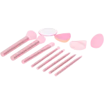 Set accesorii pentru machiaj 12 piese - pensule, burete, pufuri și oglindă, roz elegant