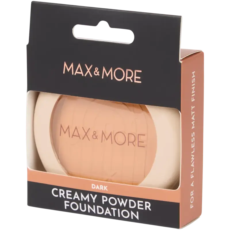 Fond de ten pudră cu burete MAX & MORE – finisaj mat, acoperire uniformă, diverse nuanțe