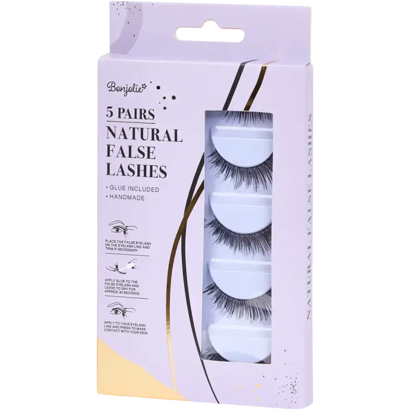 Gene false BONJOLIE – efect natural, set 5 perechi, adeziv inclus