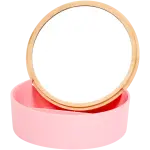 Organizator de machiaj cu oglindă și capac din bambus – compartimentat, design natural